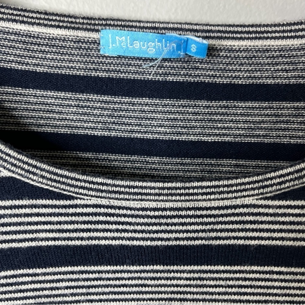 J McLaughlin Daryn Striped Bell Sleeve Sweater Top Navy White Size Small - Picture 5 of 7